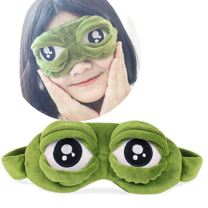 Žabí maska na oči na spaní zelená pro děti